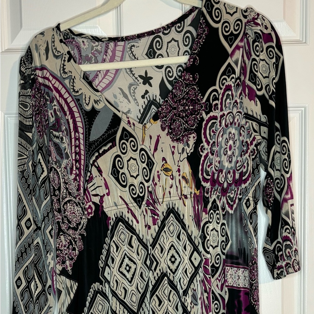 Cute 3/4 sleeve Mid Length Paisley Dress Size XL